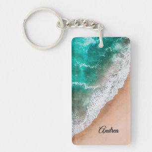 Waves on Sandy Beach Personal Key Ring