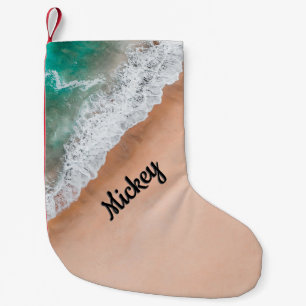 Waves on Sandy Beach Personal Small Christmas Stocking