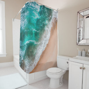 Waves on Sandy Beach Shower Curtain