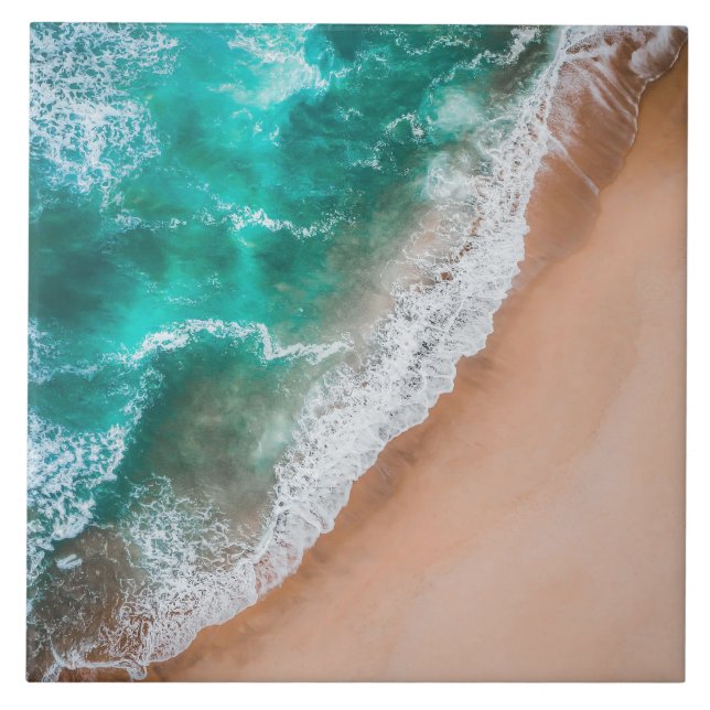 Waves on Sandy Beach  Tile (Front)