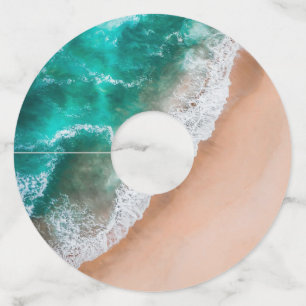 Waves on Sandy Beach Wine Glass Tag