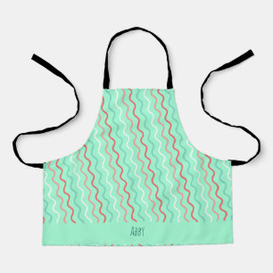Waves Orange Navy Minimal Pattern Apron