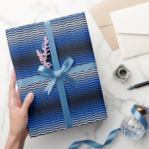 Waves pattern -01 Black BG Wrapping Paper