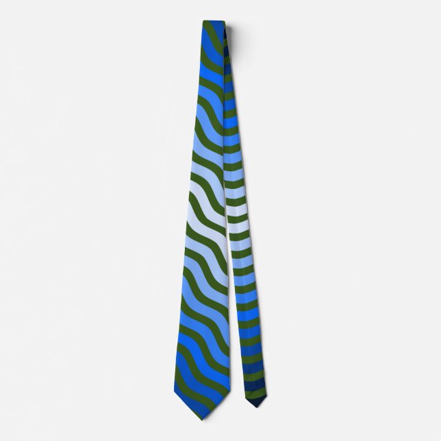 Waves pattern -01 D Green BG Tie (Front)