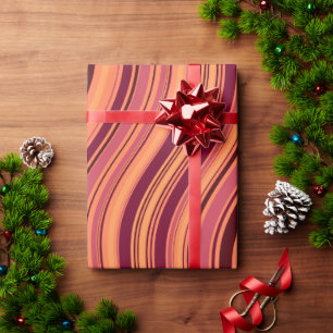 Waves Pink Brown Minimal Pattern Wrapping Paper