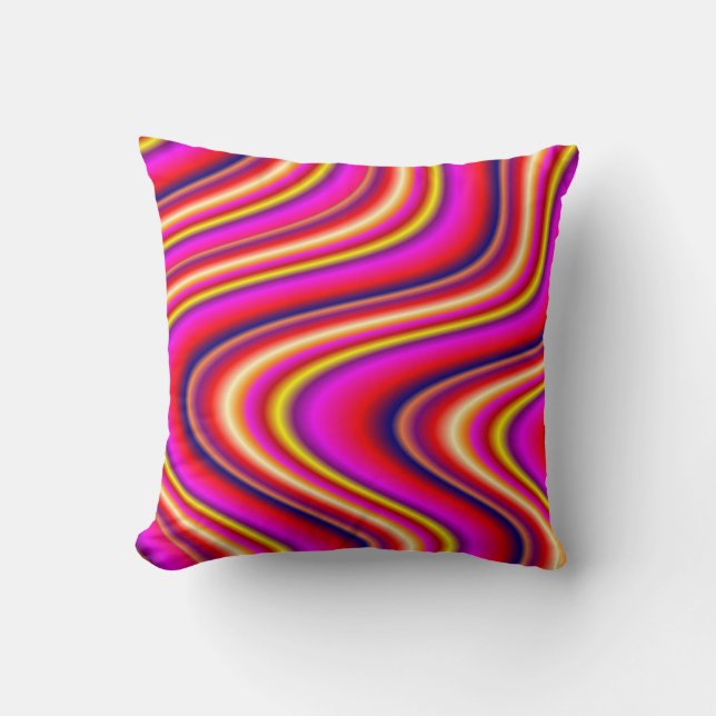 Waves Rainbow Throw Pillow (Front)