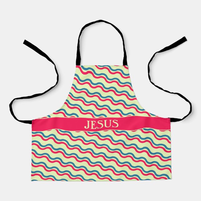 Waves Red Blue Minimal Pattern Apron (Front)