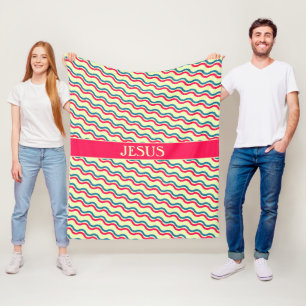 Waves Red Blue Minimal Pattern Fleece Blanket