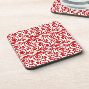 Waves, Red-White-Plastic and Cork Coaster Set