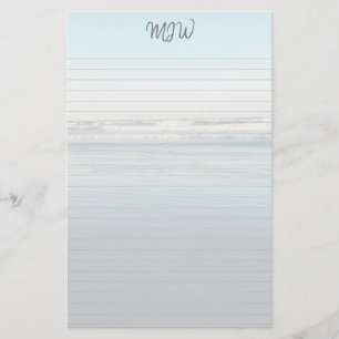 Waves Rolling In Lined Monogrammed Writing Paper