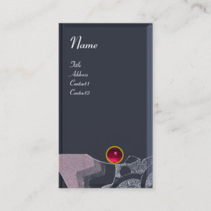 WAVES RUBY MONOGRAM,pink red black blue grey Business Card