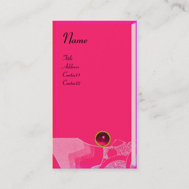 WAVES RUBY MONOGRAM,pink red black Business Card (Front)