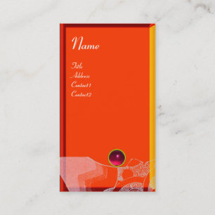 WAVES RUBY MONOGRAM,pink red yellow orange white Business Card