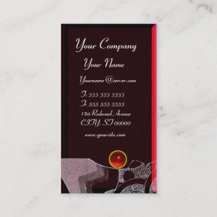 WAVES RUBY MONOGRAM, white red black purple pink Business Card