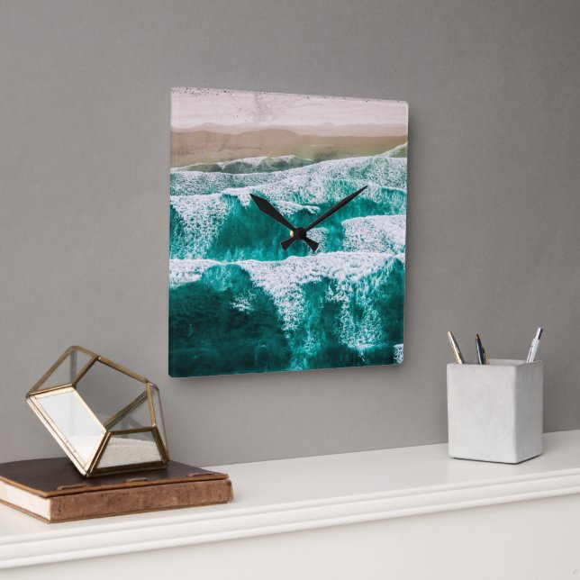 Waves Square Wall Clock (Office)