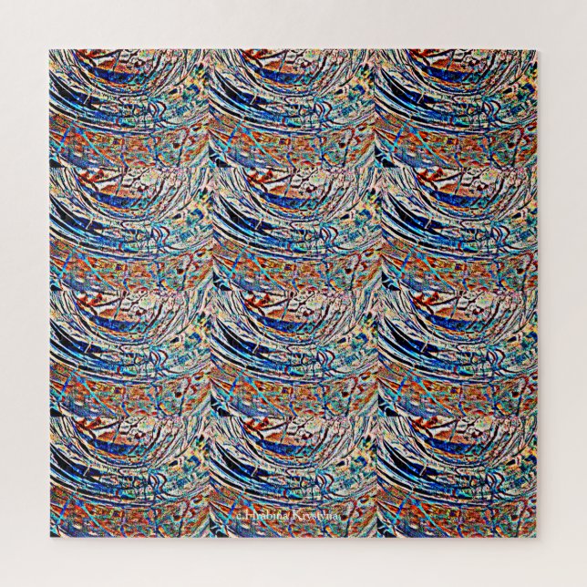 WAVES STAINED GLASS DESIGN 2 JIGSAW PUZZLE (Vertical)