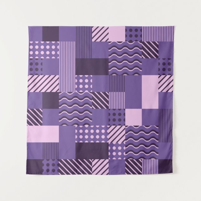 Waves Stripes Dots: Modern Seamless. Tapestry (Front)