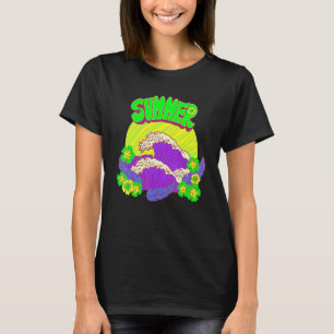 Waves Summer Flowers Water Sunset Feathers Vacatio T-Shirt
