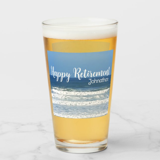 Waves & surf retirement congratulations glass (Front Filled)