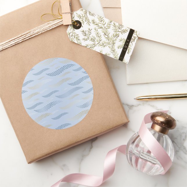 Waves Tiger (stylised pattern) 4 Classic Round Sticker (Gifting)