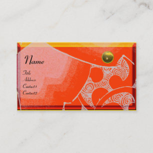 WAVES TOPAZ MONOGRAM,white yellow orange Business Card