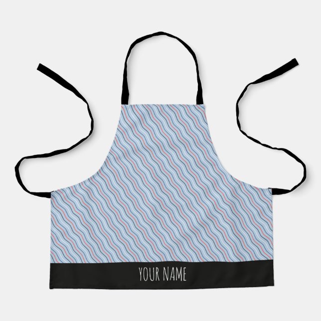 Waves Vertical Blue Orange Minimal Pattern Apron (Front)