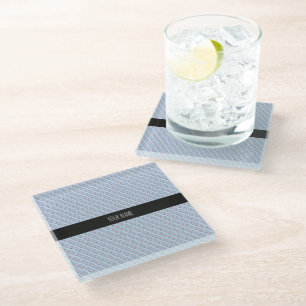 Waves Vertical Blue Orange Minimal Pattern Glass Coaster
