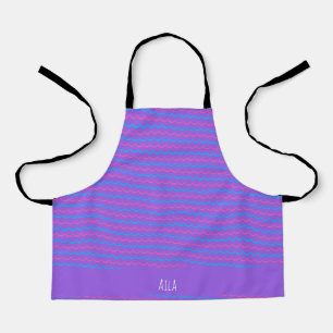 Waves Violet Blue Minimal Pattern Apron