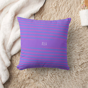 Waves Violet Blue Minimal Pattern Cushion