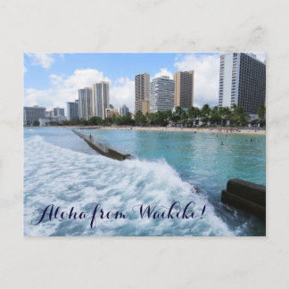 Waves Waikiki Beach Honolulu Hawaii Pacific Ocean Postcard