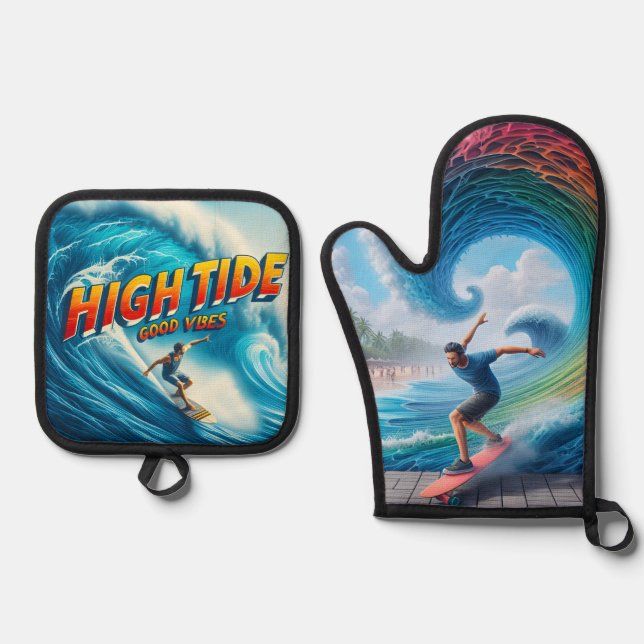 Waves & Wanderlust Collection Oven Mitt & Pot Holder Set (Front)