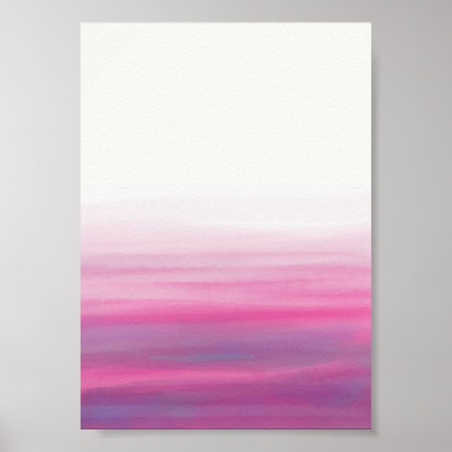 Waves Watercolor Pink Purple Poster (Front)