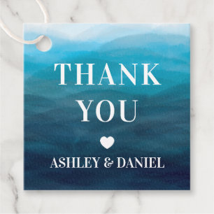 Waves Wedding Gift Tags, Blue Ocean Thank You Favour Tags