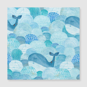 Waves, whale, childish blue texture