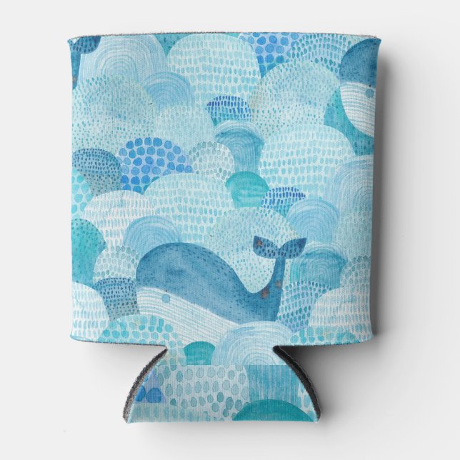 Waves, whale, childish blue texture can cooler (Front)