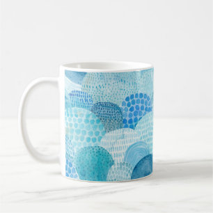 Waves, whale, childish blue texture coffee mug