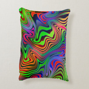 wavey psychedelic multicolored lines decorative cushion