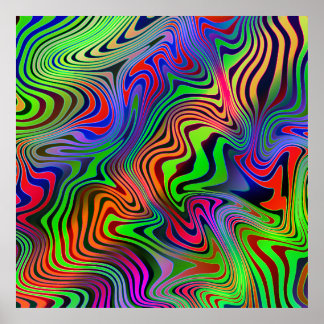 wavey psychedelic multicolored lines poster