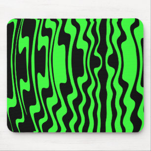 Wavey Stripey - Black and Green II Mouse Mat