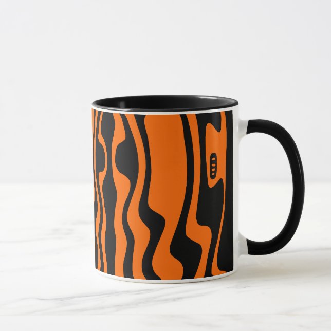 Wavey Stripey - Black and Orange Mug (Right)