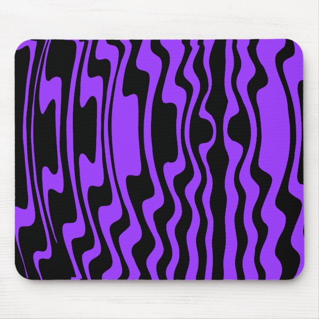 Wavey Stripey - Black and Purple Mouse Mat (Front)