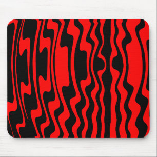 Wavey Stripey - Black and Red Mouse Mat