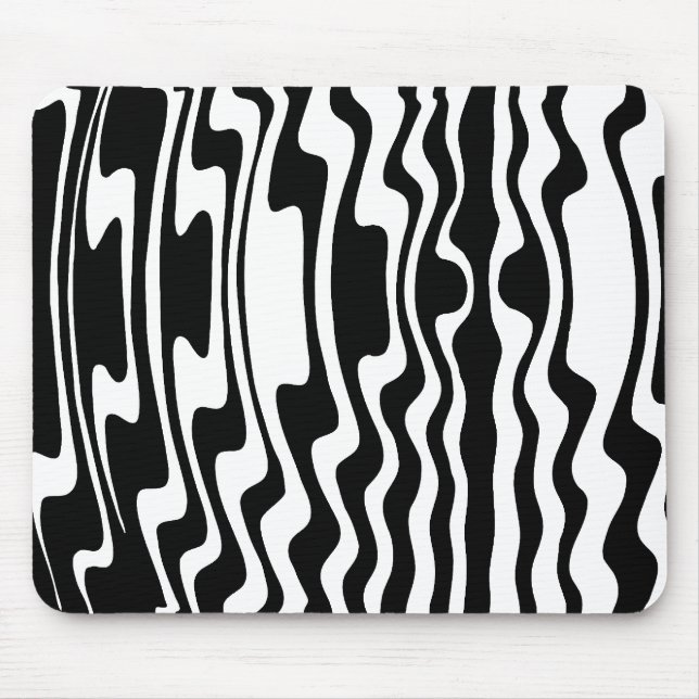 Wavey Stripey - Black and White Mouse Mat (Front)