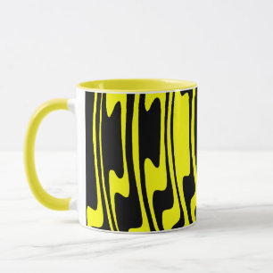 Wavey Stripey - Black and Yellow Mug
