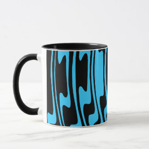 Wavey Stripey - Blue and Black Mug