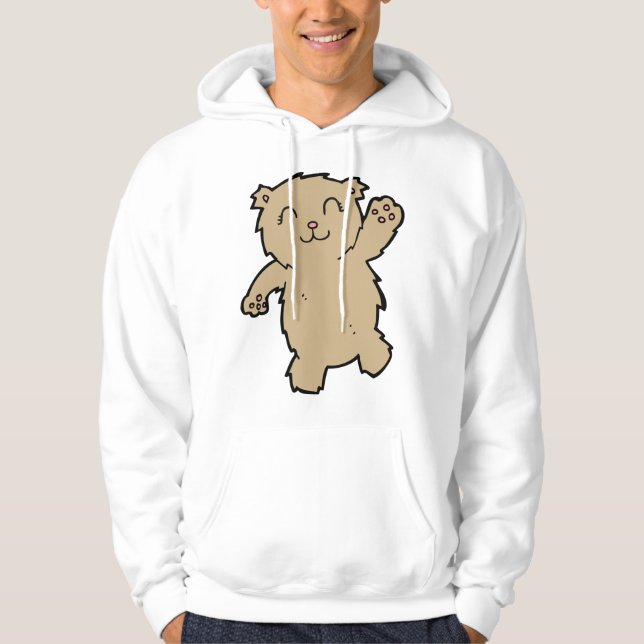 Waving Adorable Smiling Bear Hoodie (Front)