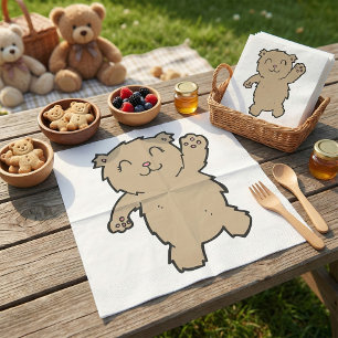 Waving Adorable Smiling Bear Napkin