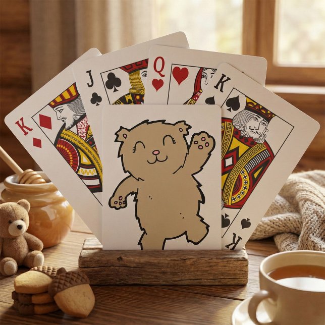 Waving Adorable Smiling Bear Playing Cards (Creator Uploaded)