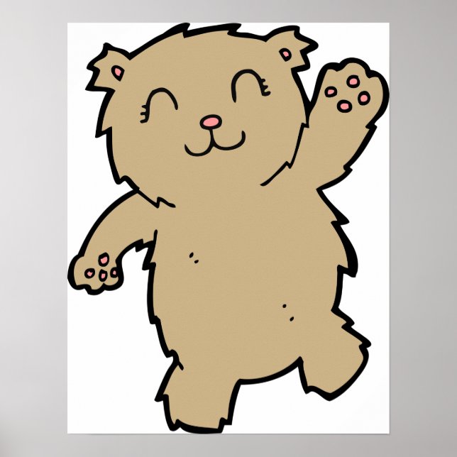 Waving Adorable Smiling Bear Poster (Front)