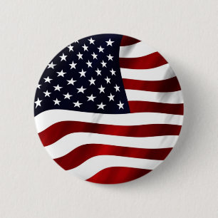 Waving American Flag 6 Cm Round Badge